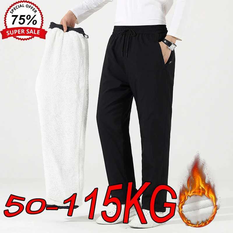 M-7XL Warm Casual Pants Mens Plus Size Autumn Winter Lamb Velvet Thick Cotton Pants Oversize Solid Color Sports Cotton PantsXJ241112
