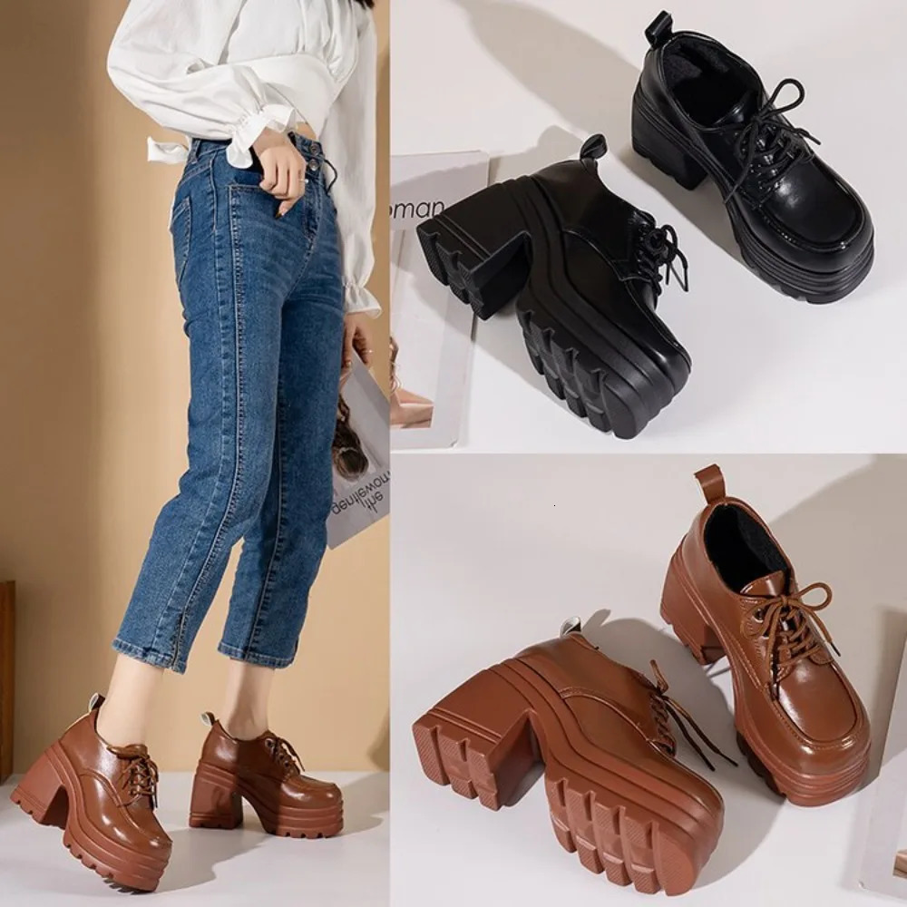 Chaussures féminines Chaussures Lolita pour femmes Mary Jane Lace Up Lacers Étudiants filles JK Uniform High Heels Platform Shoes Automne 241112