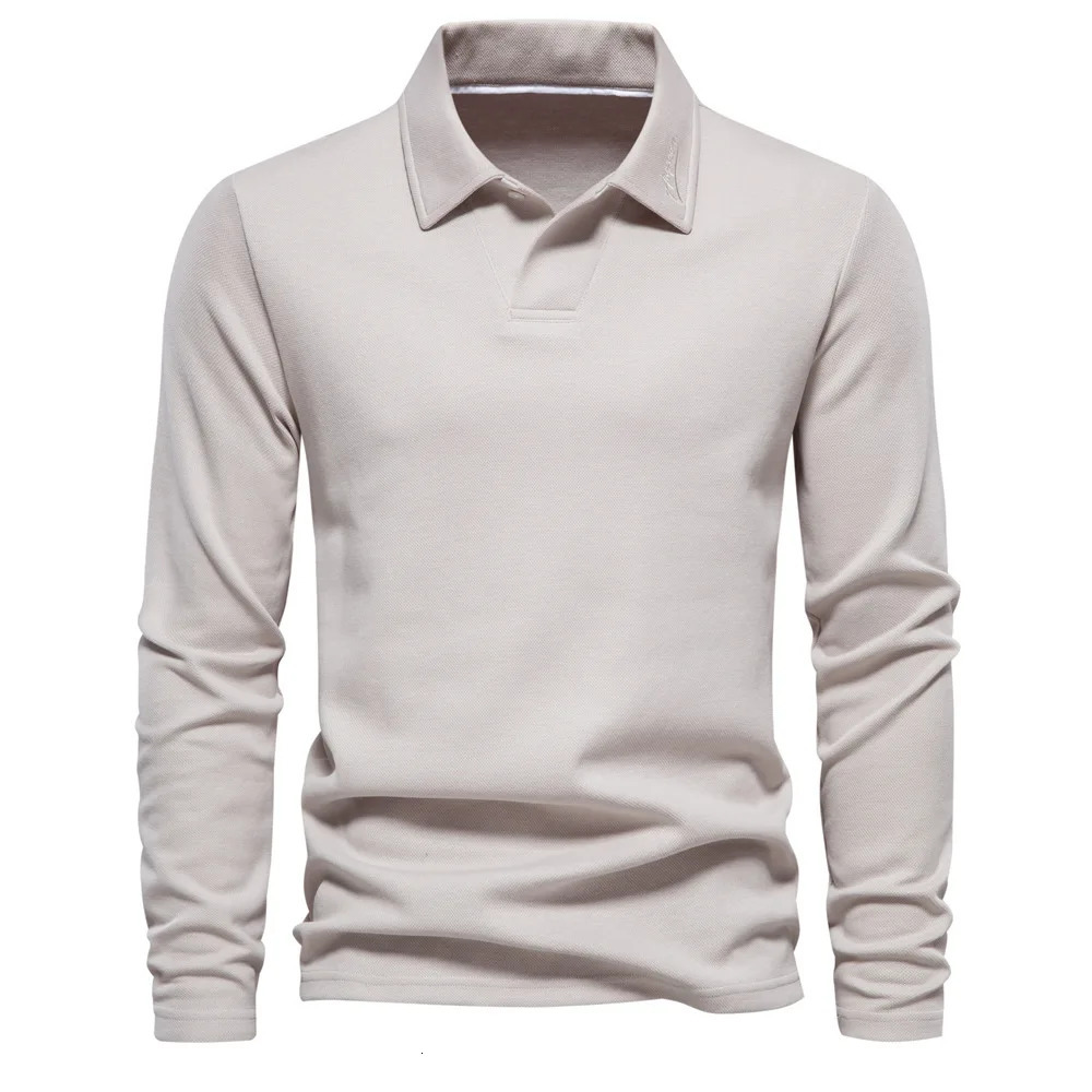 Embroidery Long Sleeve Polo Shirt for Men Turn Down Collar Mens Casual Social Business Polo Shirts Golf Shirt Male 241113