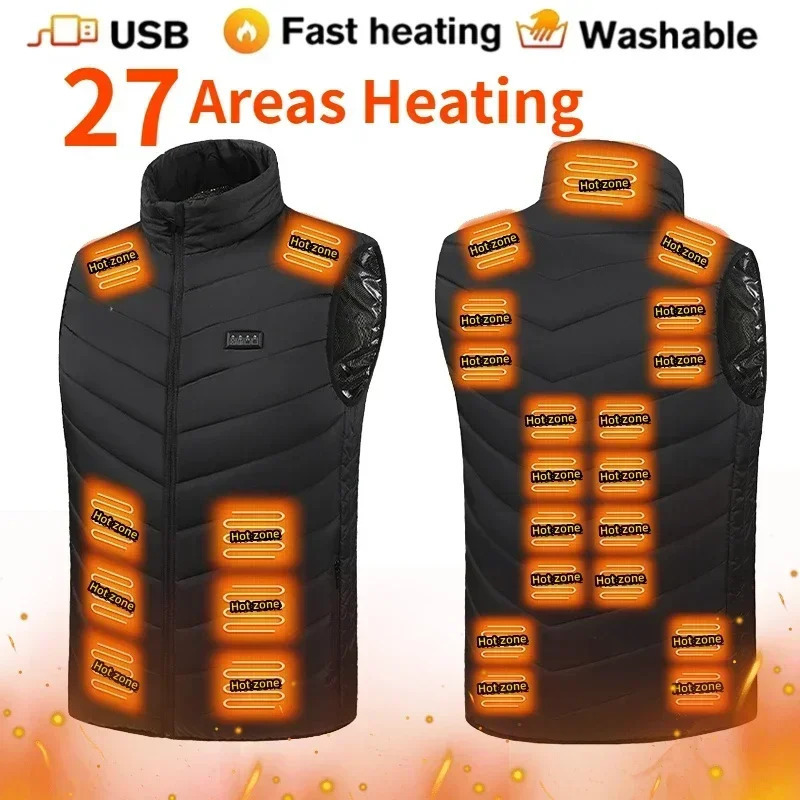 271713 Areas Heated Vest Men Women Usb Electric Heating Jacket Smart Heated Clothes Bodywarmer Male Down Jacket Winter Ski 241113