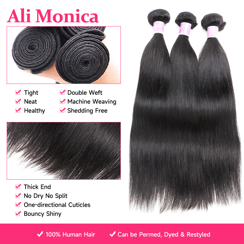 Tissage en lot brésilien naturel lisse, 30 pouces, Extensions de cheveux naturels, 32 pouces