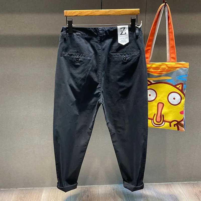Mens Cotton Elastic Oversized Casual Pants Mens Loose Straight Leg Trendy Work PantsXJ241112