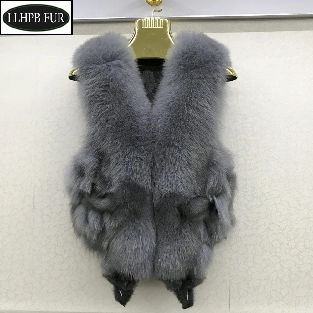 Womens 100% genuine fox fur vest natural soft fox fur sleeveless jacket womens high-quality warm fox fur gold-plated 241112