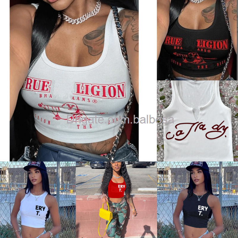 Womens Vest Designer Sleeveless T-shirt Fashion Open Collar Printed Letter Tshirt Small Tank Crop Top Pit Stripe Camis Tee Shirt