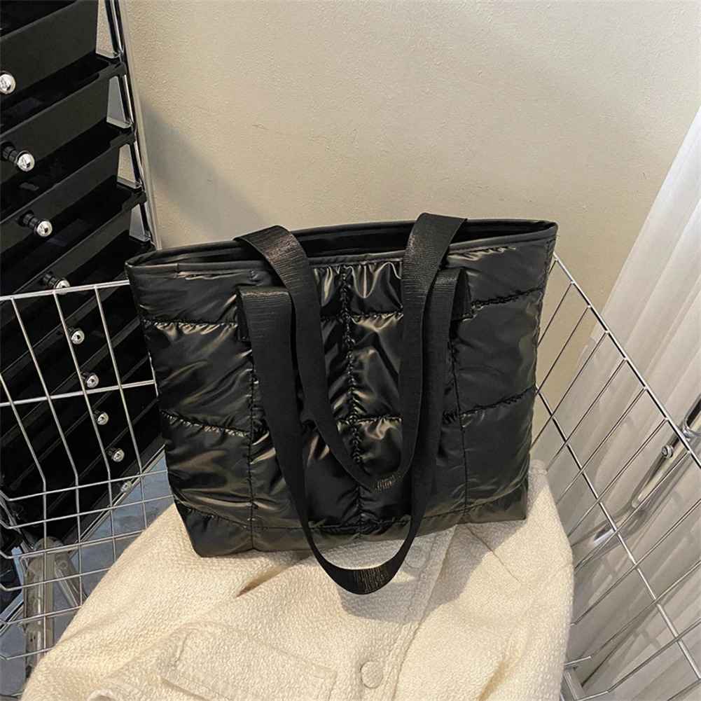Fashionable womens handbag large capacity cotton padded shopping bag diamond shaped portable handbag solid stitching suitable for casual travel 2