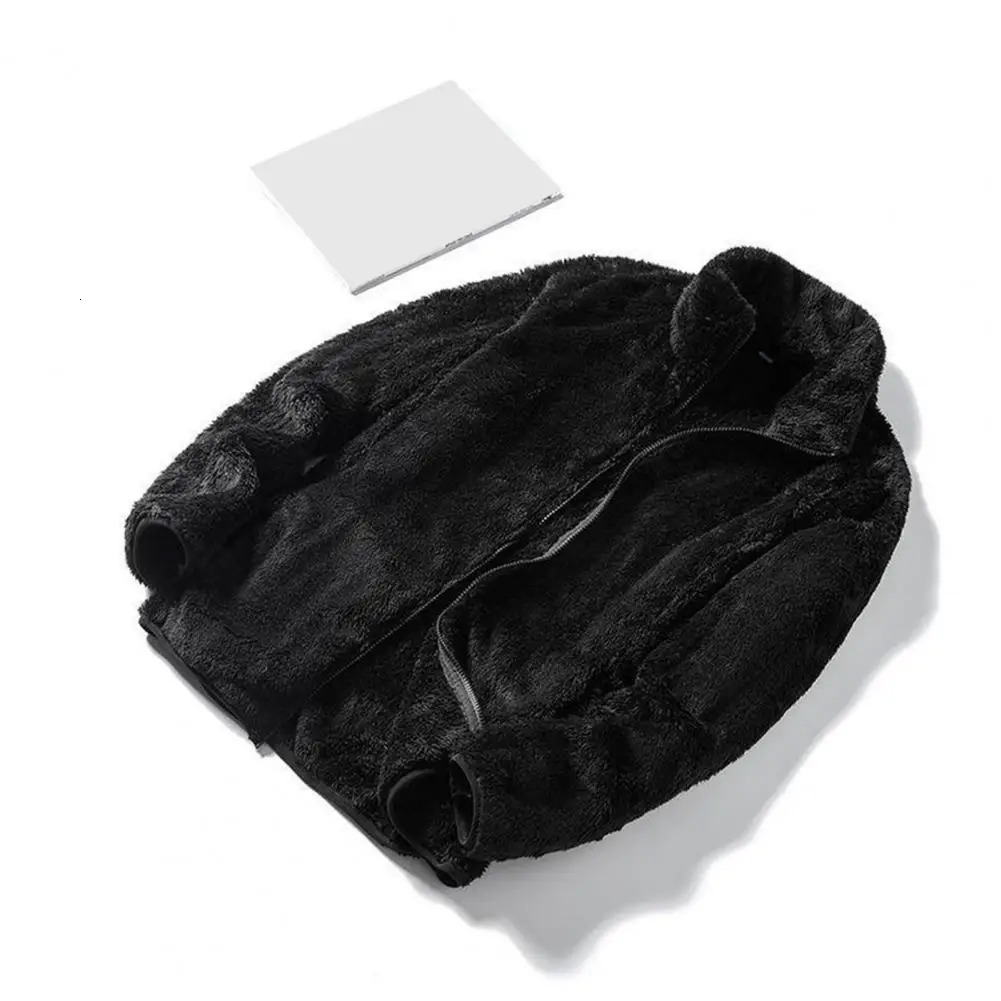 Veste en peluche relaxée à double veste à double manche collier à glissière Plaquette épaissie en fausse fourrure pour l'hiver de l'automne 24110