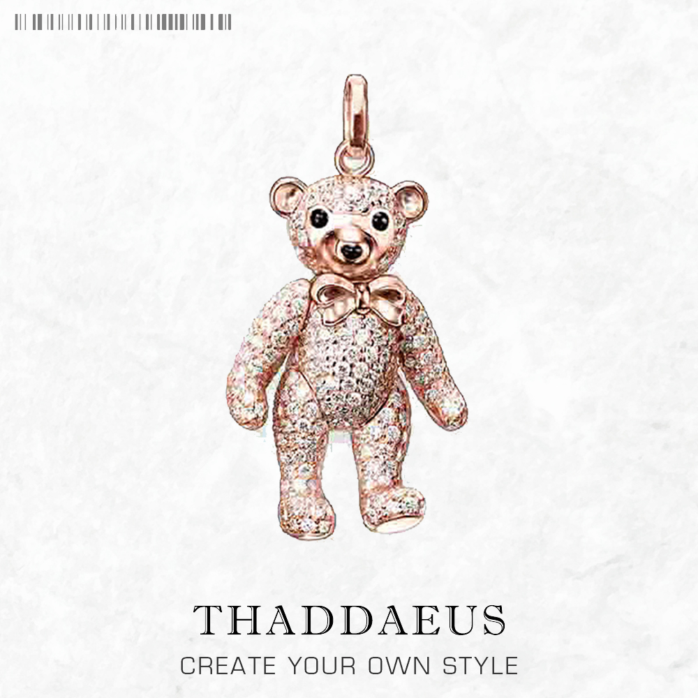 Pendant Rose Gold Teddy Bear Brand New 925 Sterling Silver Cute Jewelry Europe Accessorie Gift For Woman