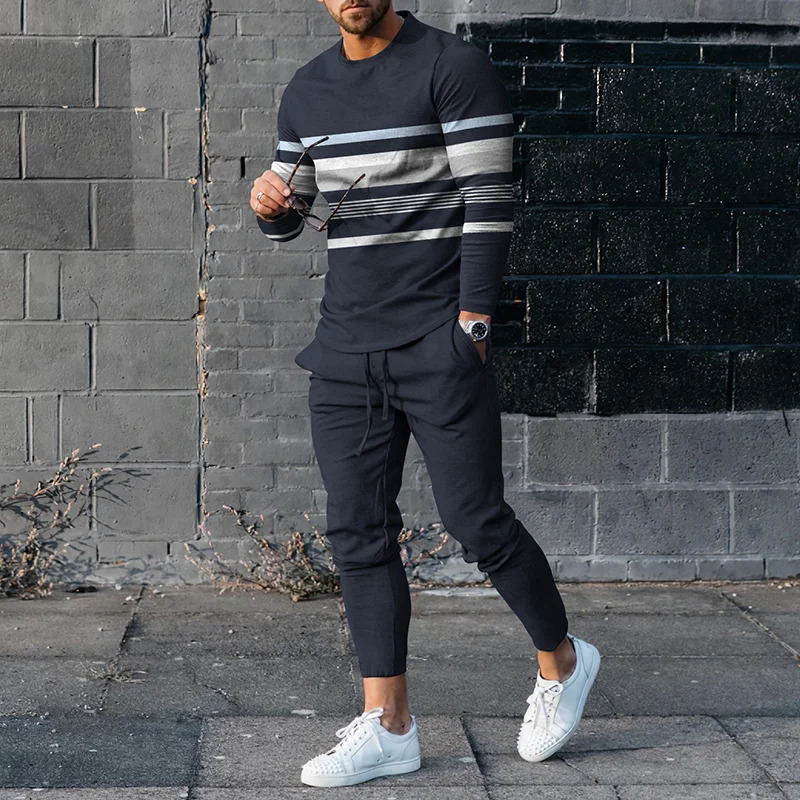 Mens 3D printed long sleeved suit sportswear long sleeved pants 2-piece set casual sportswear floral clothing spring and summer 241112