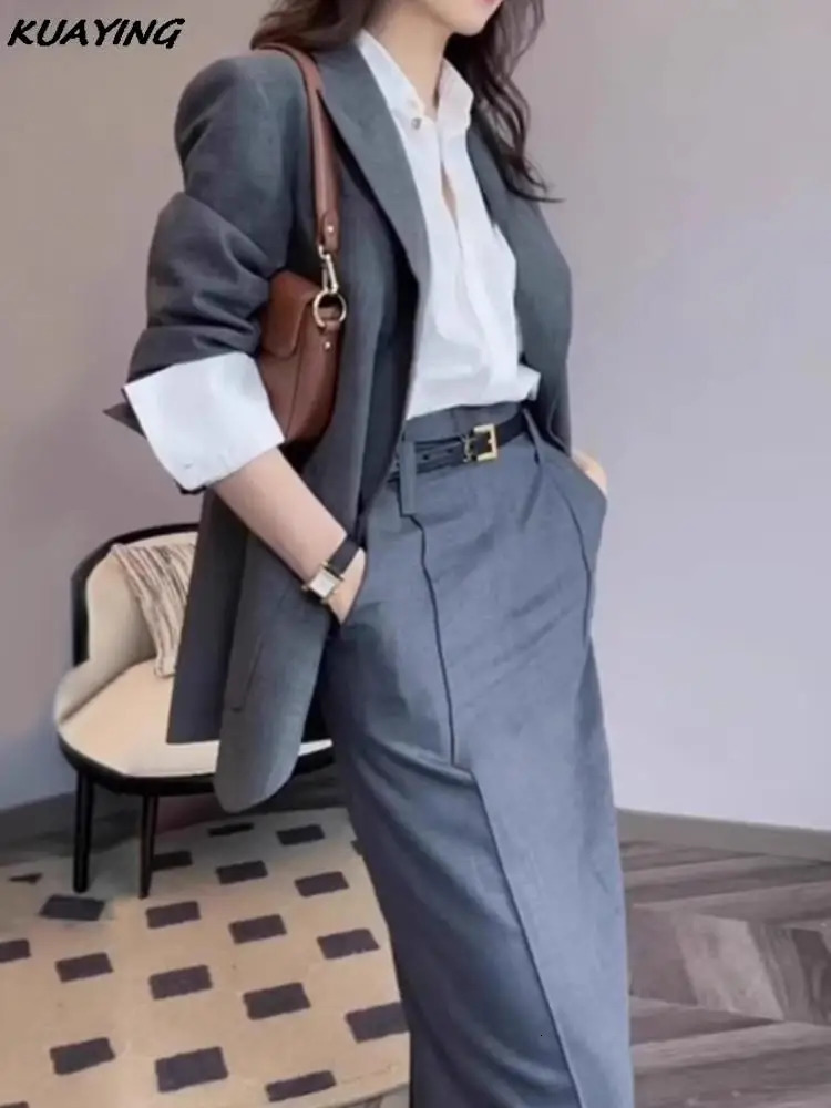 Autumn Korean Elegant Womens Jacket Set Casual Business Formal Set Jacket Office Womens 2-piece Set Womens Wear 241112
