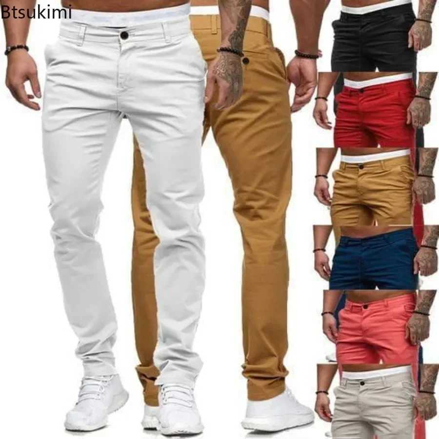 2024 Spring Autumn Fashion Men Clothing Mens Casual Pants Solid Slim Fit Mid-waist Trousers New Business Sport Baggy PantsXJ241112