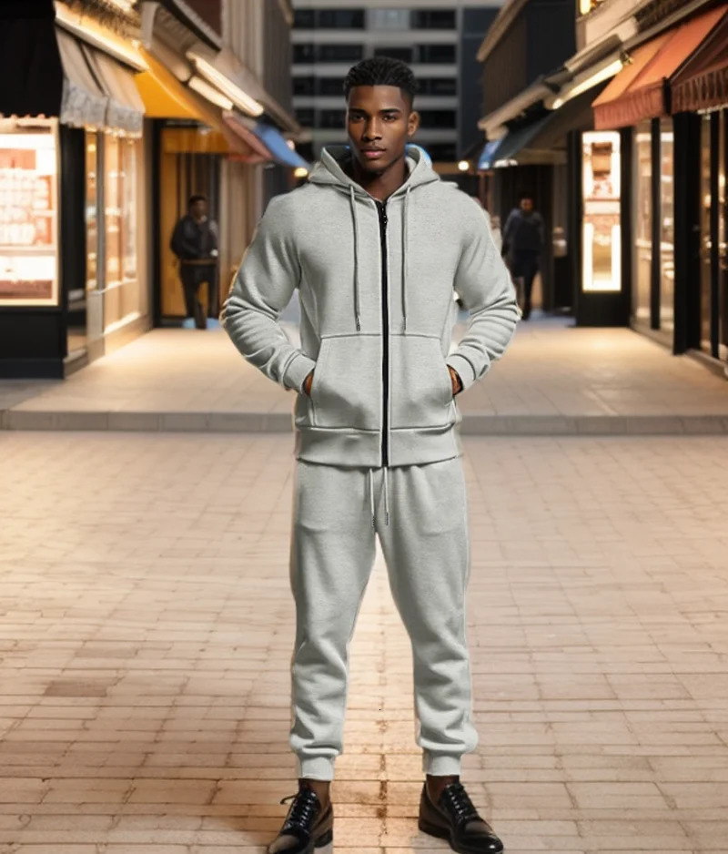 Automne et hiver pour hommes vêtements de sport couleur solide laine chaude à manches longues à capuche à capuche sportive décontractée veste pou