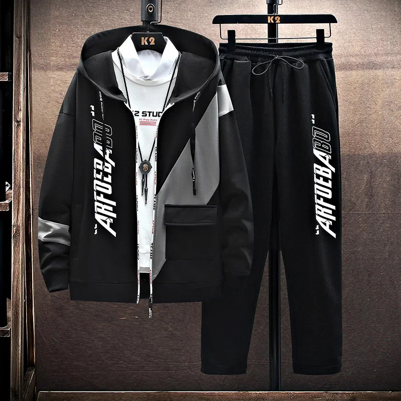 Coupage à capuchon Hooded Automne à manches à manches noires à manches longues Pantalons de sport 2 pièces Jogging Unisexe Jogging Mens Vêtements