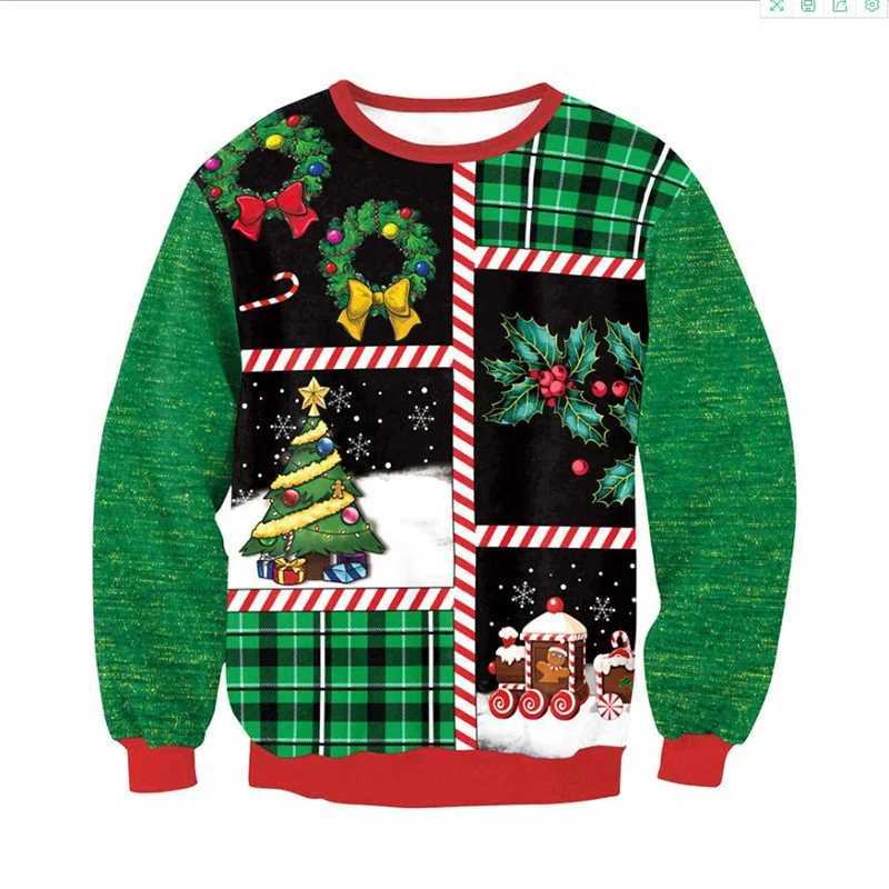 Beaux motifs de Noël swshirts pour hommes Festival 3D Pull imprimé Pullover Automne sweat à capuche longs