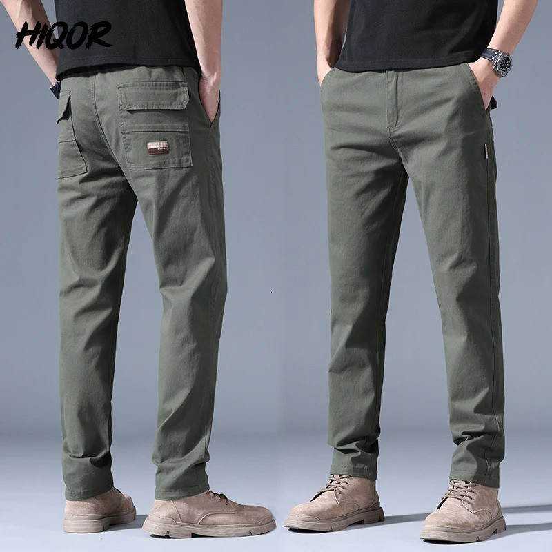 HIQOR Mens Armygreen Casual Trouser Spring/Summer Fashion Edition Breathable Straight Pocket Pants Mens Large Size 28-40 241112