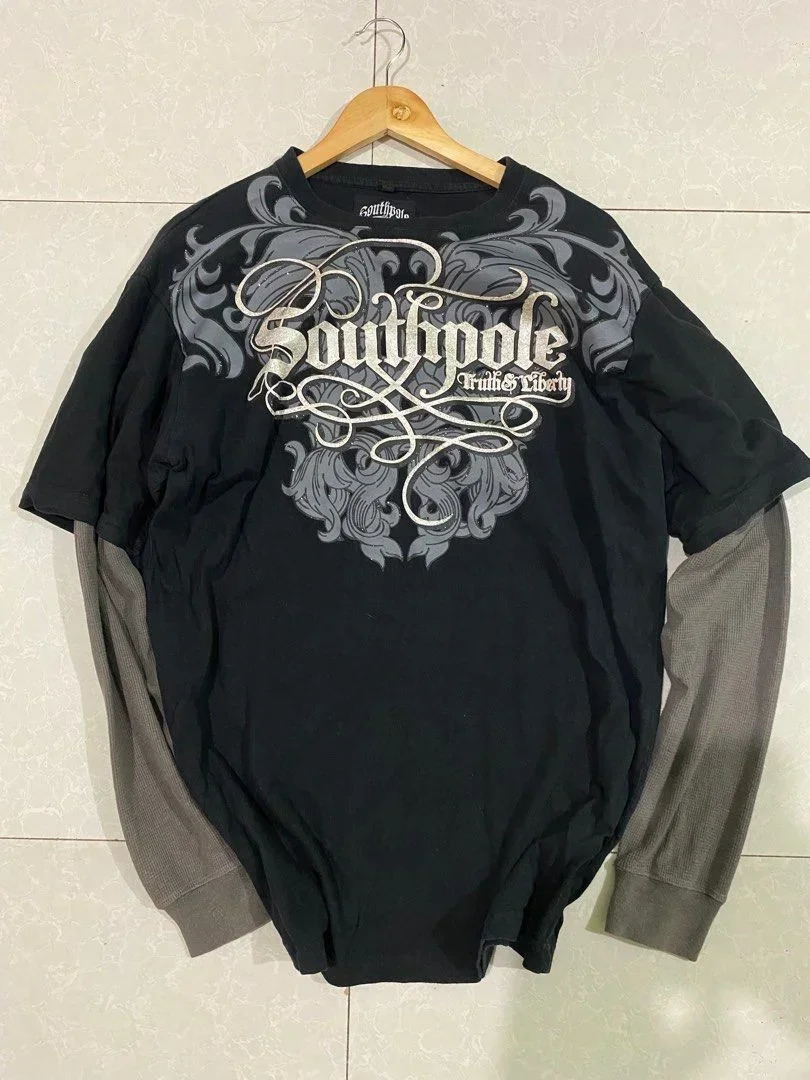 Y2K T-shirt Southern Harajuku Lettre de mode imprimer grande manche à manches longues pour hommes gothiques et chemise décontractée pour femmes 2