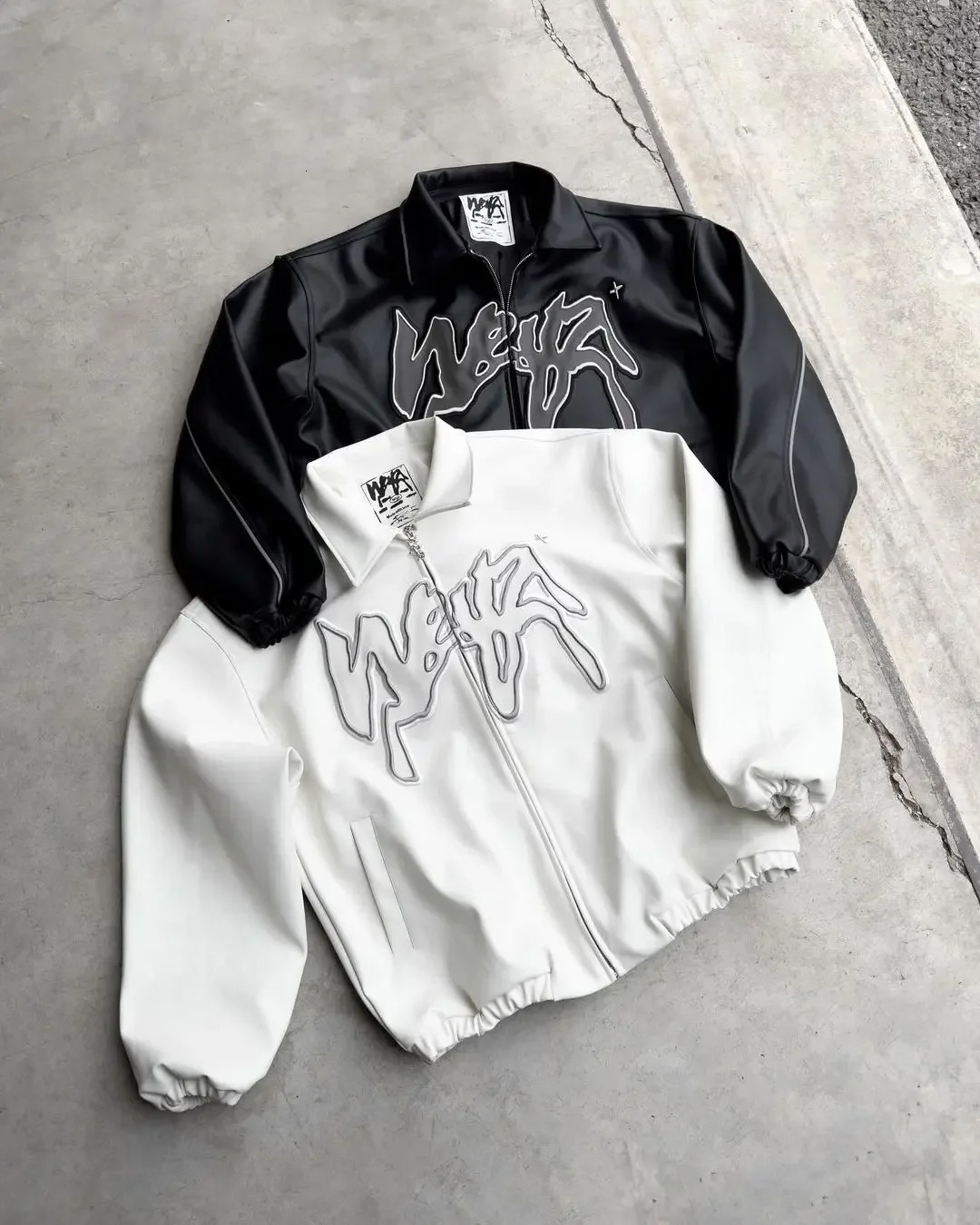 Y2k mens jacket hip-hop retro letter embroidery Harajuku fashion Pu leather jacket long sleeved zipper jacket streetwear 241112