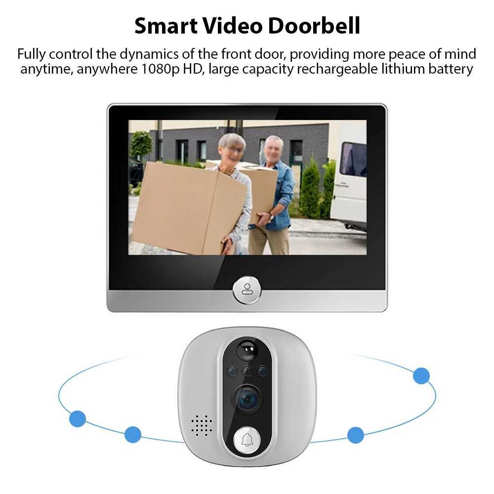 Conneries de portes WiFi Pobille de porte pour l'appartement 2,4 GHz Caméra de Puphole 4,3 pouces J'affiche l'application Tuya 1080p visible Visi