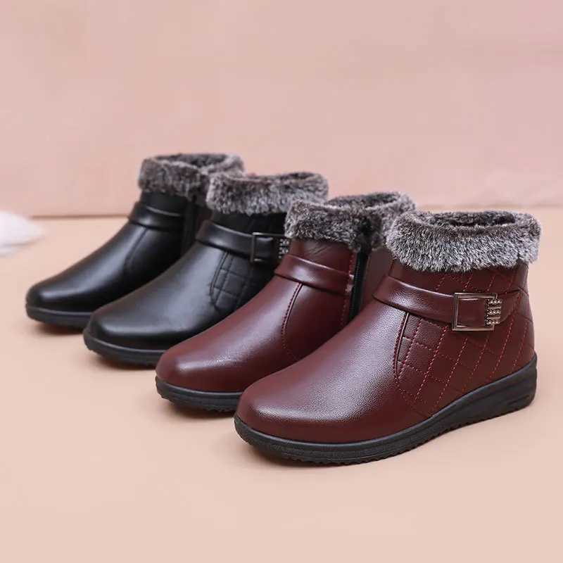 Bottes d'hiver de haute qualité pour chaussures en cuir imperméables avec des bottines orthogonales utilisées pour les bottes de coin chaudes bot