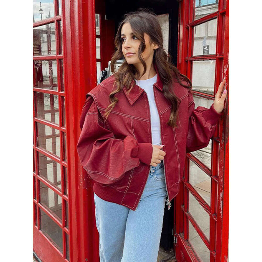 Casual Leather Zippers Women Outerwears Long Sleeve Turn-Down Collar Jacket Fashion High Street Female Autumn Jackets