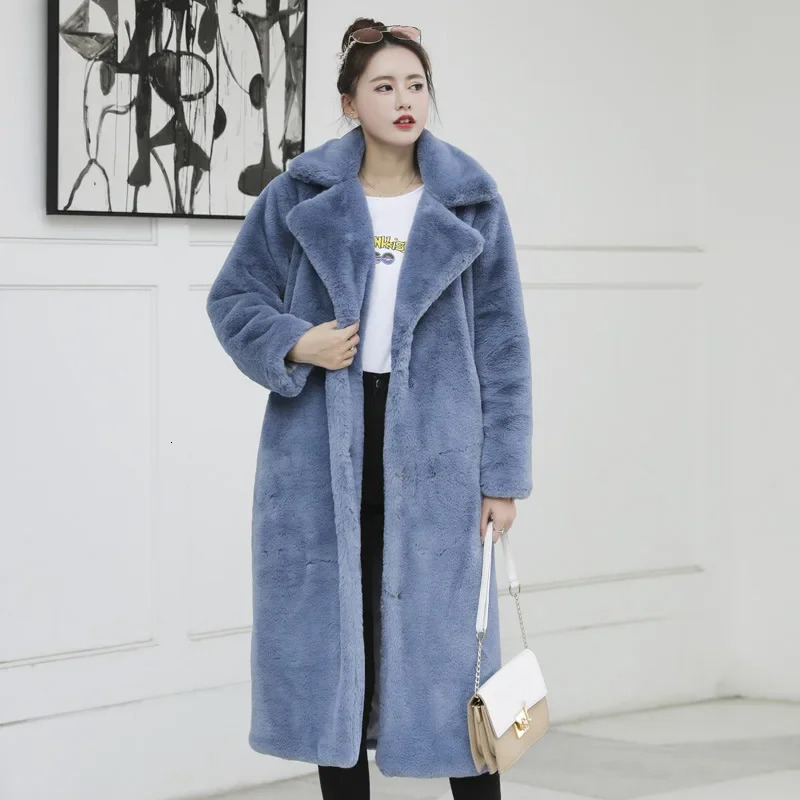 Womens artificial fur coat womens warm womens fur rabbit hair jacket womens plush teddy coat outerwear winter long coat 241112