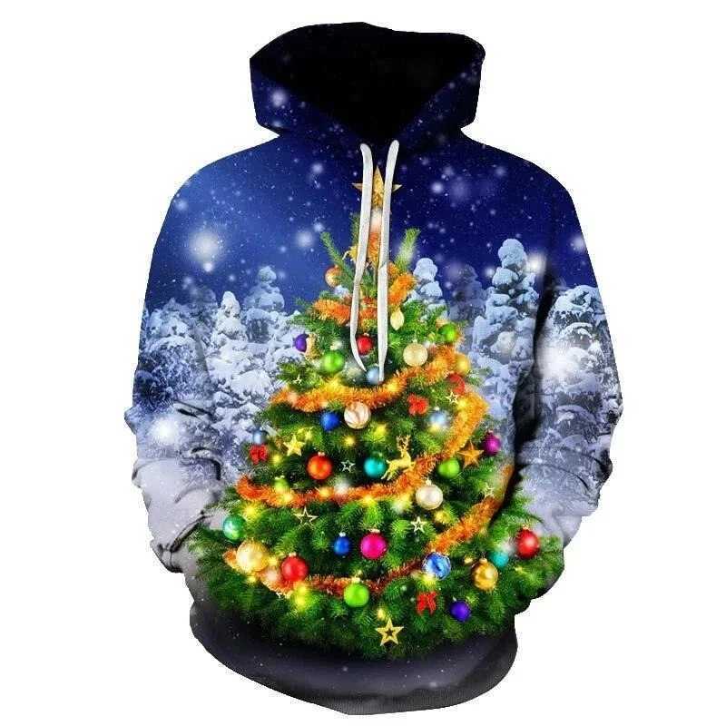 Christmas Festival Mens Sweatshirt Vêtements Sweats à capuche à manches longues 3D Fashion Automne imprimé Hoodies LX241113