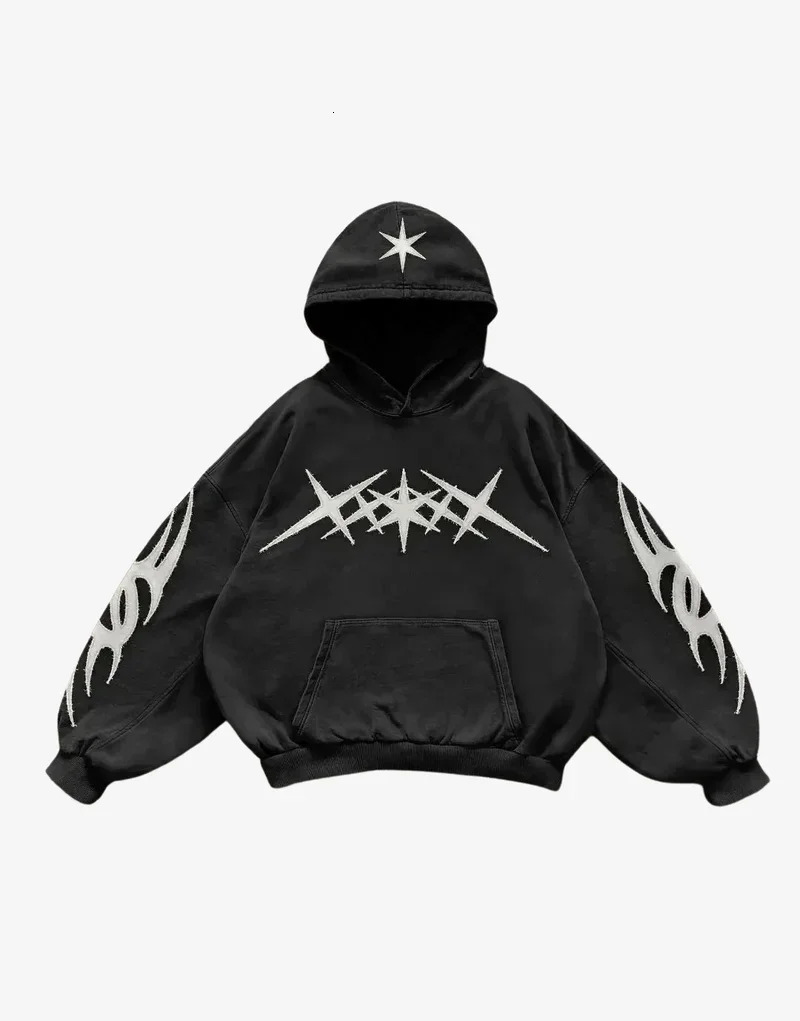Mens retro street hoodie sweatshirt casual and comfortable suitable for all seasons oversized loose print Y2k punk style 241112