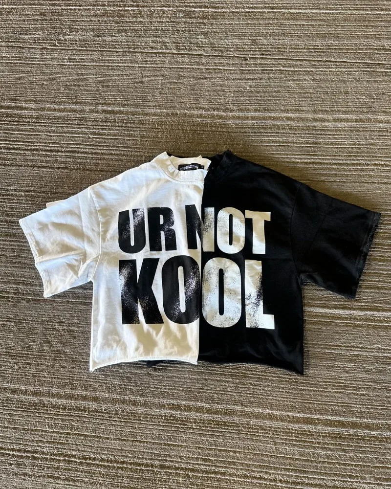 Coton Pure Round Neck Letter Imprimé T-shirt surdimensionné Tops Men Y2K Goth Hip-Hop Foxe décontractée Femmes à manches courtes 241113