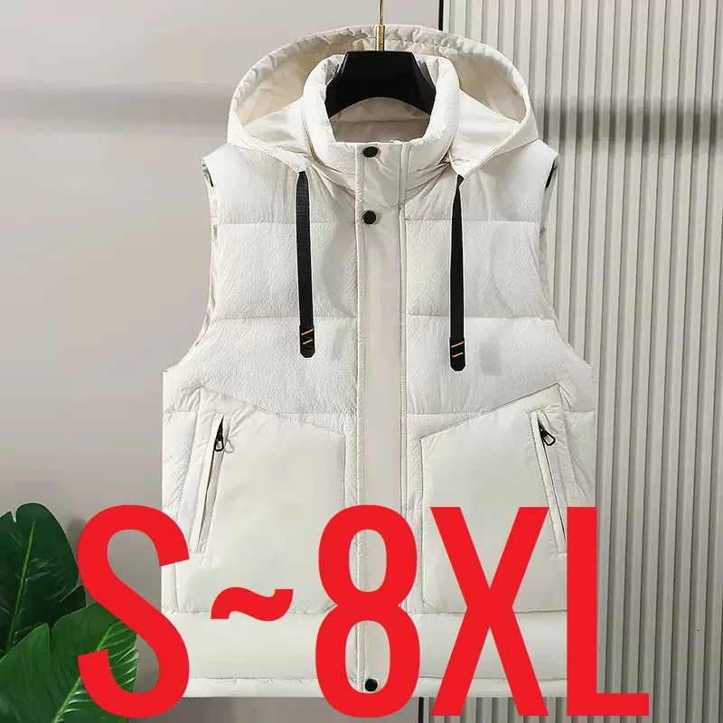 2024 in Gilet pour hommes automne épais chaud à capuche coton rembourré gilet décontracté hommes Golf sans manches veste poches grande taille gil