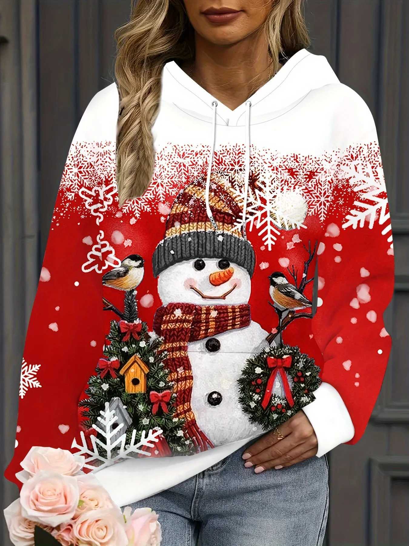 Christmas mignon Snowman 3D Hoodies imprimés Top Men Femmes 2024 Automne Fashion Sweatshirts décontractés Sweat à sweat surdimensionné Vêtements