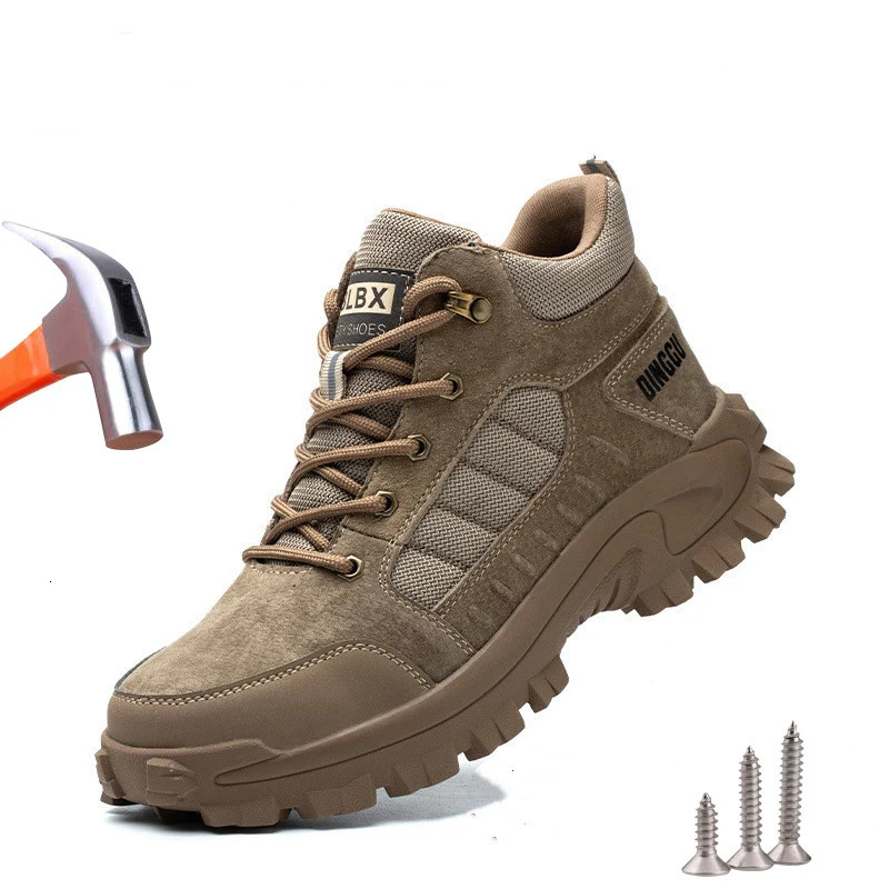 Boots de sécurité de travail hommes chaussures d'orteil en acier hivernal anti-schash
