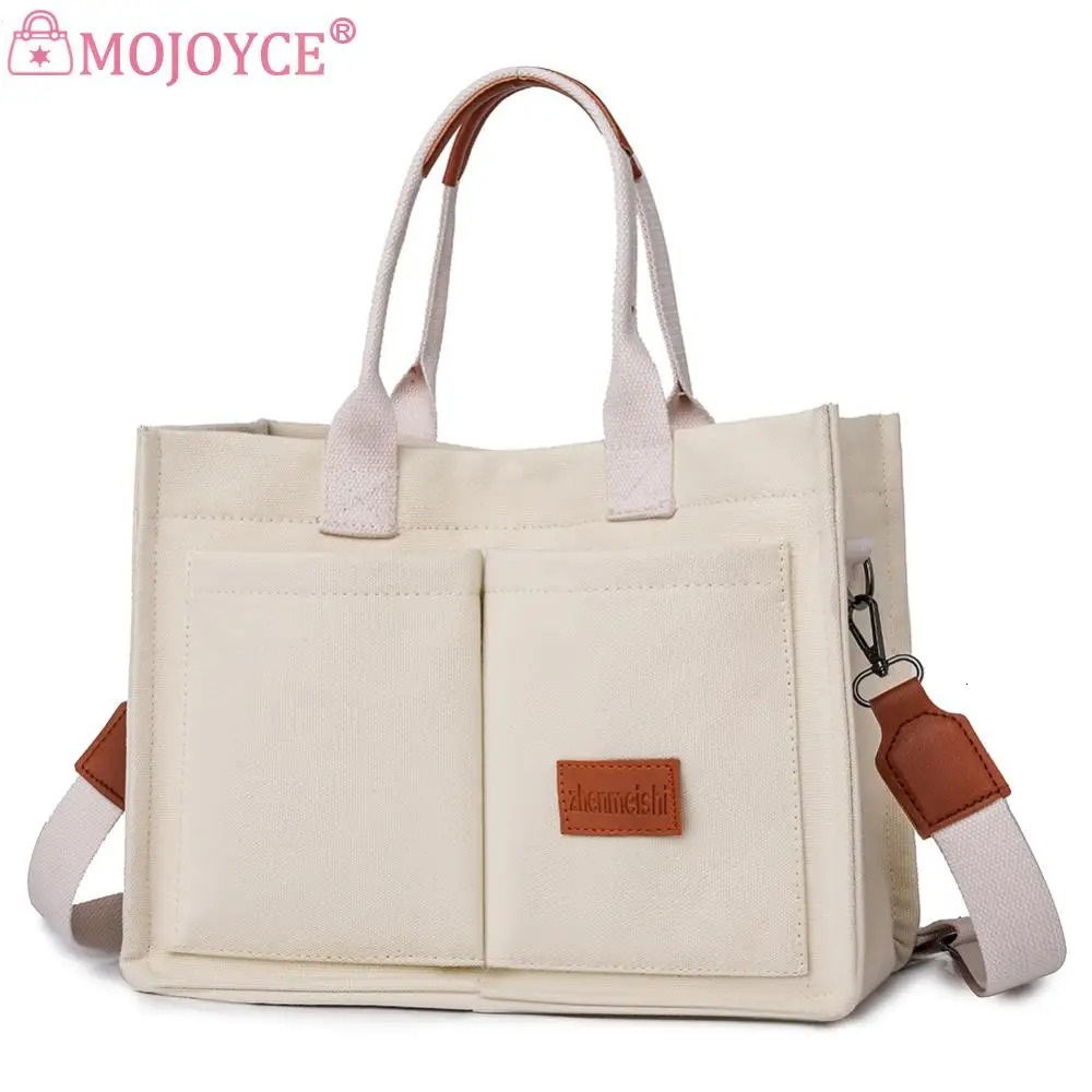 Womens Retro Top Handbag Large Capacity Canvas Fashion Shoulder Bag Solid Color Adjustable Shoulder Strap Square Makeup Bag 241112ww