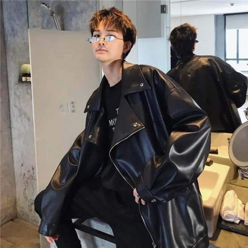 Mens jacket leather casual trend clown trade mens jacket high-quality Harajuku er retro Y2k 241112