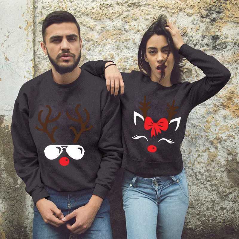 Christmas Reindeer MR MRS Print Hoodies Sweatshirts New Womens Sweatshirt Pullovers Ladies Autumn Winter Casual Sweatshirt LX241113