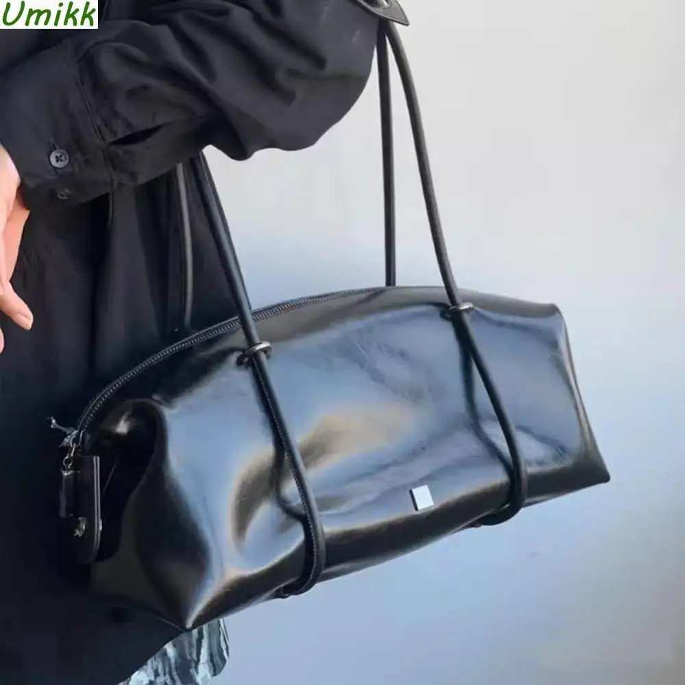 Sac d'épaule de mode pour femmes grande capacité Pu Boston Pouteau d'oreiller mini portefeuille Couleur solide Zipper Ferme Vacation Party 241112