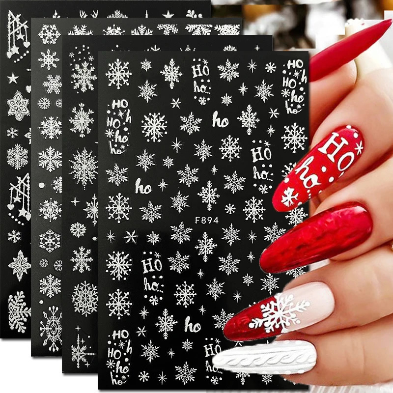 Nail Art 3D décalcomanies brillantes brillants flocons de neige de Noël d'hiver Sliders adhésifs autocollants décoration pour pointes de l'ongle