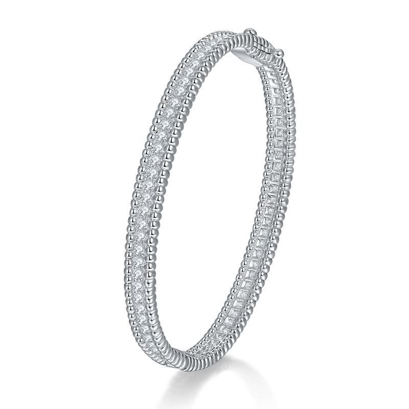 Pass Test Iced Out Bling VVS Moissanite Bracelet White Gold Plated 925 Sterling Silver Full Moissanite Diamond Tennis Bracelet Bangle For Girls Wome