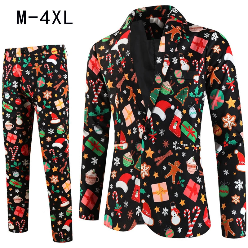 Costumes de Noël pour hommes 2 pièces Blazers et pantalons