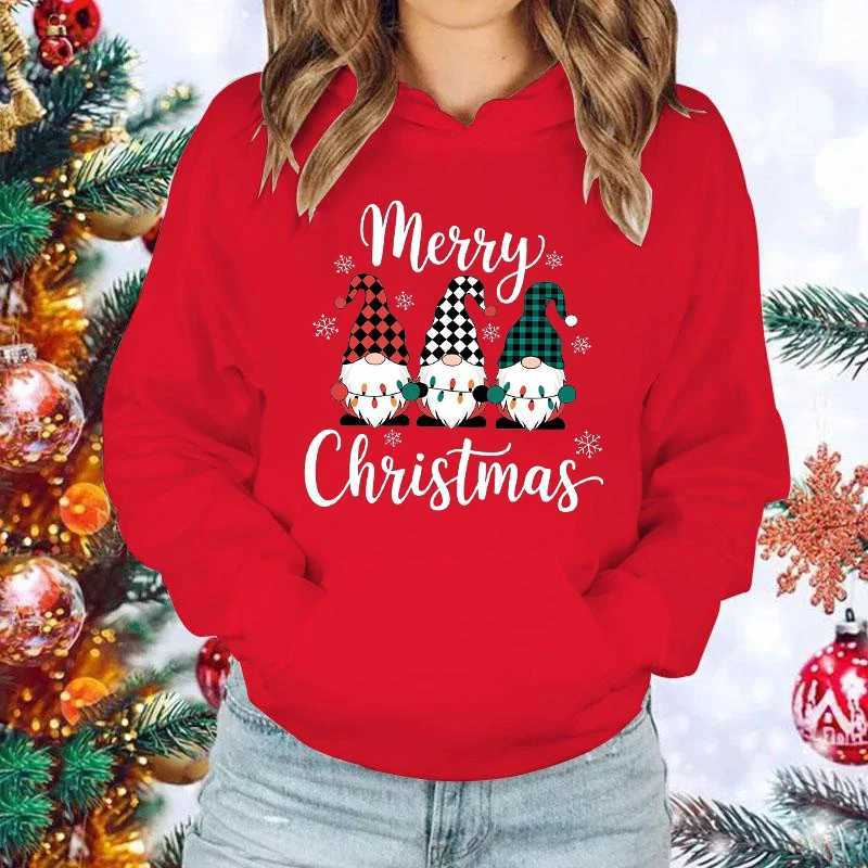 Nouveaux sweats à capuche à imprimé de Noël Men / femmes Personnalités de personnalité Pullover Joyeux Noël Casual Long Mancheve Sweats LX241113