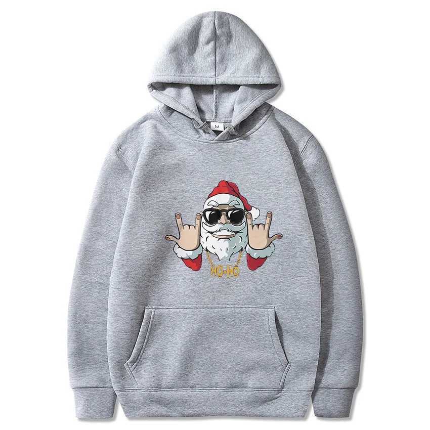 Christmas Santa Rapper à motifs à motifs Hommes Femmes Hip Hop Pullover rétro surdimensionné en coton Sweat Street Street Wear LX241113