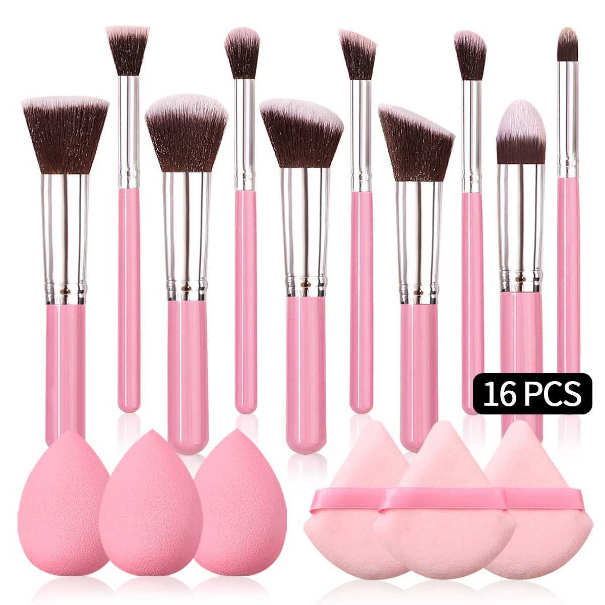 Advanced Pink Makeup Brush High Quality Synthetic Basic Brush Makeup Sponge Makeup Puff Professional Makeup Tool Set W241113