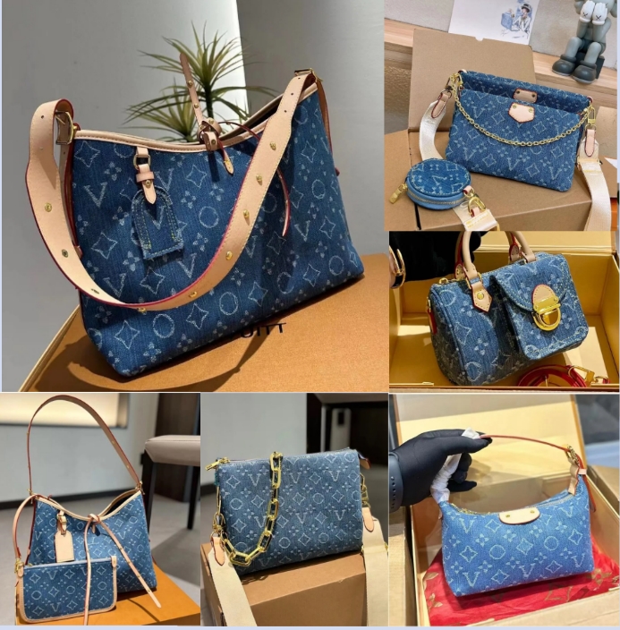 2024 Designer Bags vintage denim Shoulder Handbag Purse bag women jeans Never Crossbody Boston Pillow Totes large capacity 