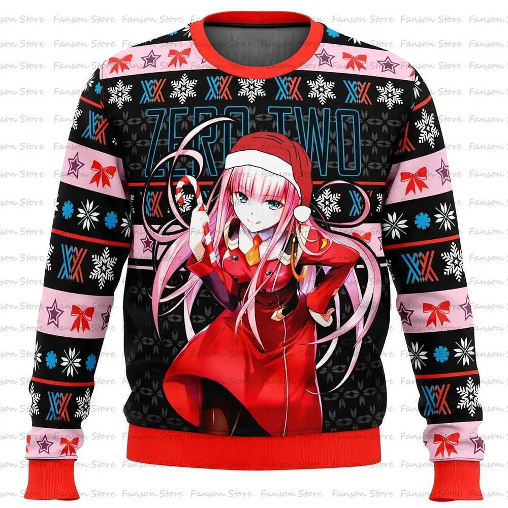 Chérie dans le Franxx zéro deux vilains pull de Noël 2024 Nouvelle mode Men Pullover Tops Cartoon Anime Femmes Sweat-shirt LX241113