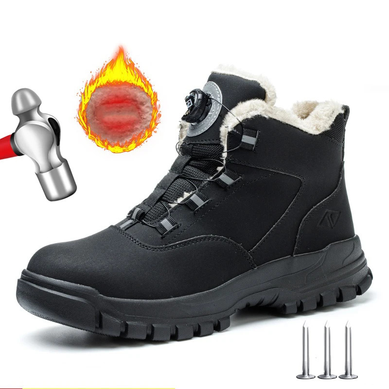 Boutons rotatifs Chaussures de sécurité hommes Boots de travail imperméables