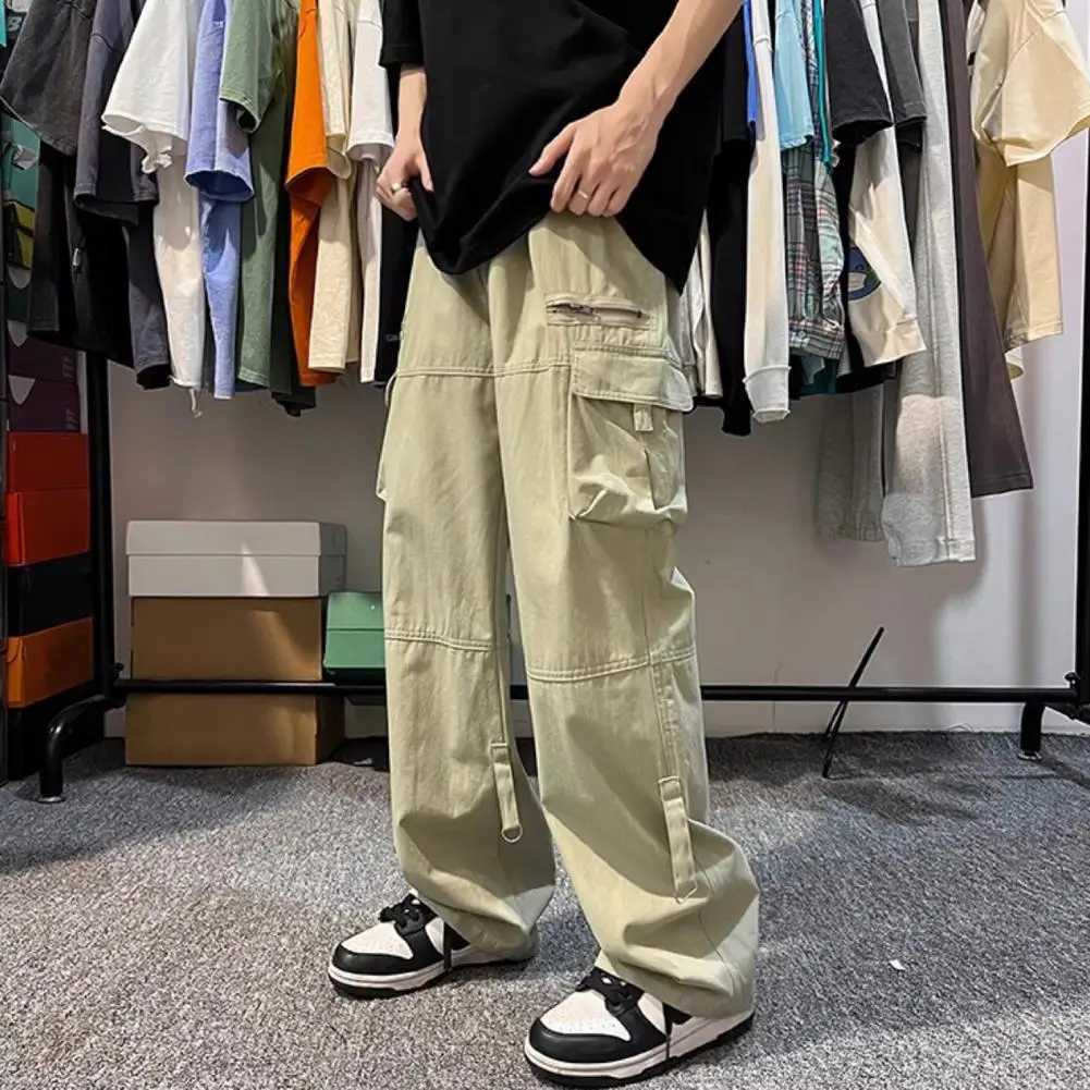 2023 Autumn New Cargo Pants Men lti-Pockets Cotton Casual Wide Pants Workwear Loose Straight TrousersXJ241112