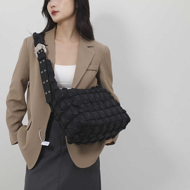 Sac nuage plié Version coréenne Fashion à carreaux Puff Sacs à bandoulins décontractés de grande capacité Sac à main