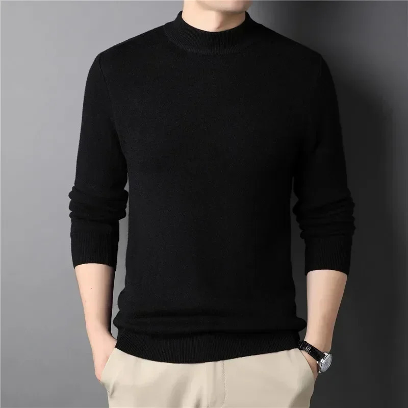 2024 Mens Cashmere Sweater Half Turtleneck Men Sweaters Knit Pullovers for Male Youth Slim Knitwear Man Sweater 241113