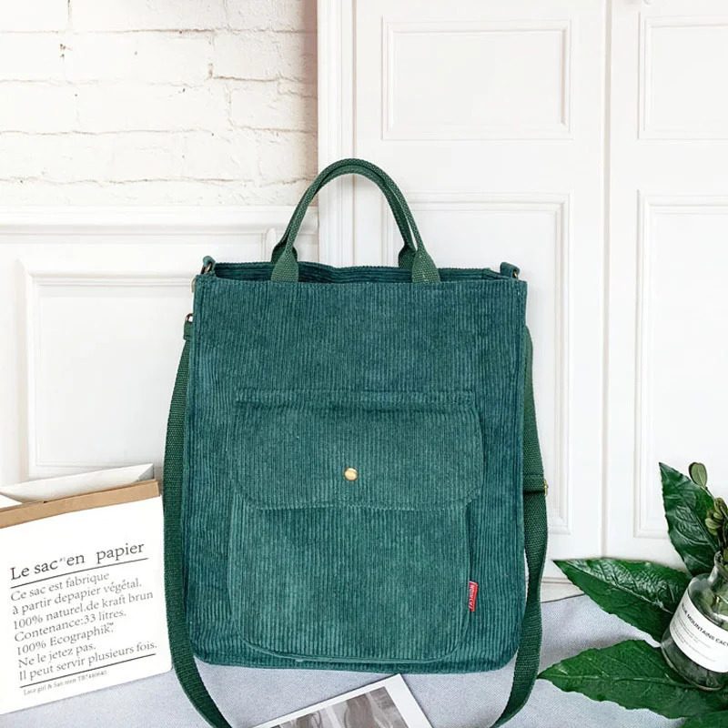 Womens Bag Corduroy Shopping Bag er Handbag Autumn and Winter Girls Student Backpack Womens Canvas Shoulder Bag 241112