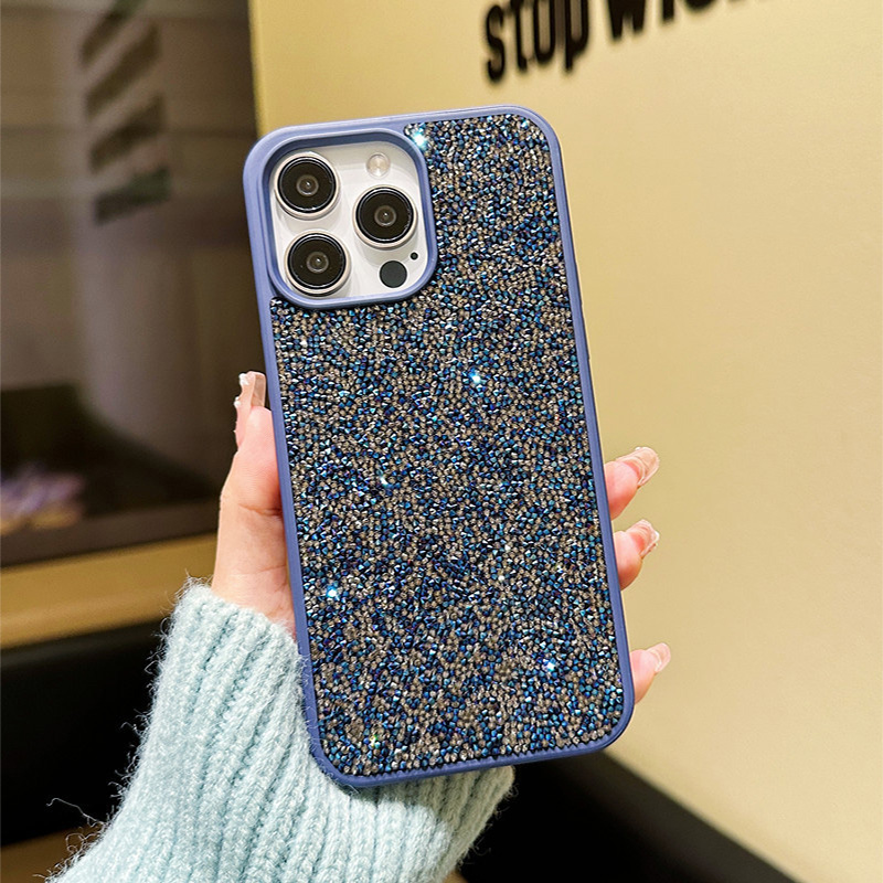 Bling Diamond Designer Phone Case for Apple iPhone 17 16 Samsung Galaxy S24 S25 S26 Luxury Glitter Sparkling Rhinestone Velvet Lining Back Cover-image-942041646