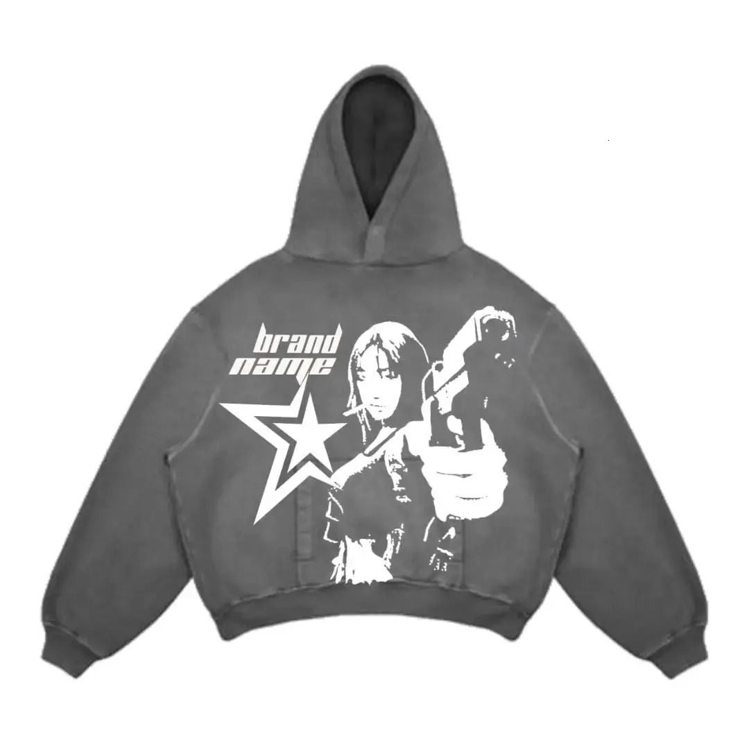 Street Gothic casual letter explosion print pattern mens fashion hoodie Harajuku retro Y2K hoodie sweater 241112