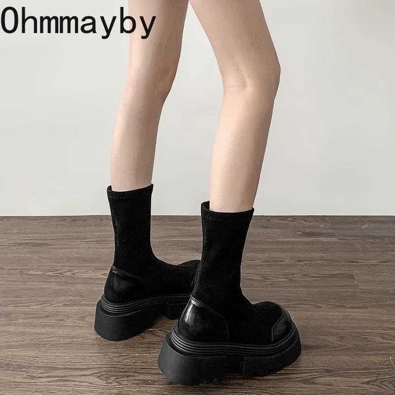 Design rétro de haute qualité bottes de cheville moderne fi des bottes à glissement automne et winter platefr talons hauts chaussures t241113